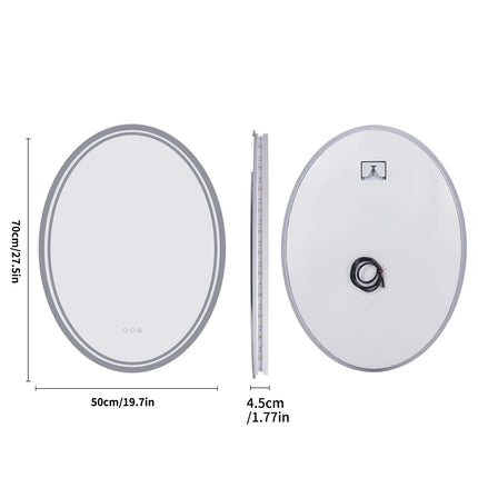 LED Lightd Bathroom Mirror Oval Illuminated Wall Vanity Mirror with Anti-Fog 3 Lighting Memory Function Backlit Makeup Mirror