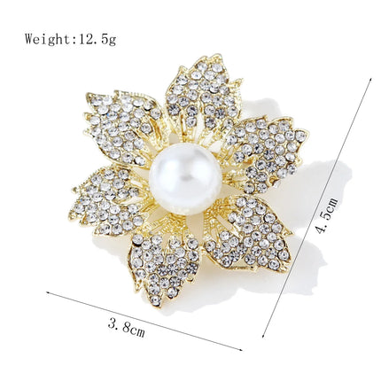 New Shiny Sun flower Brooches For Women Luxury Big Pearl Rhinestone Brooch Pins Jewelry Dress Suit Accessories Wedding Gifts