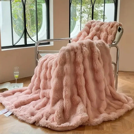 Luxury Faux Rabbit Fur Blankets for Beds Winter Fluffy Plush Throw Blanket