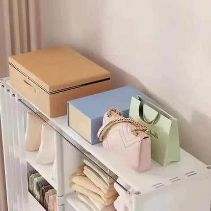 Dustproof Wardrobe with Curtains Multi-layer Storage Rack Large Capacity Open Storage Cabinet Simple Assembly Storage Furniture