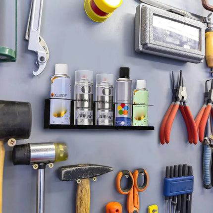 Five Cans Wall-Mounted Steel Aerosol Spray Can Holder Rack Organizer for Garage and Workspace
