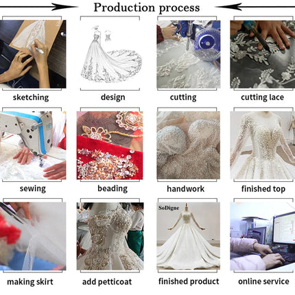 SoDigne Exquisite Muslim Wedding Dresses V Neck Bride Dresses Long Sleeves Satin Wedding Gown vestidos de novia Customized