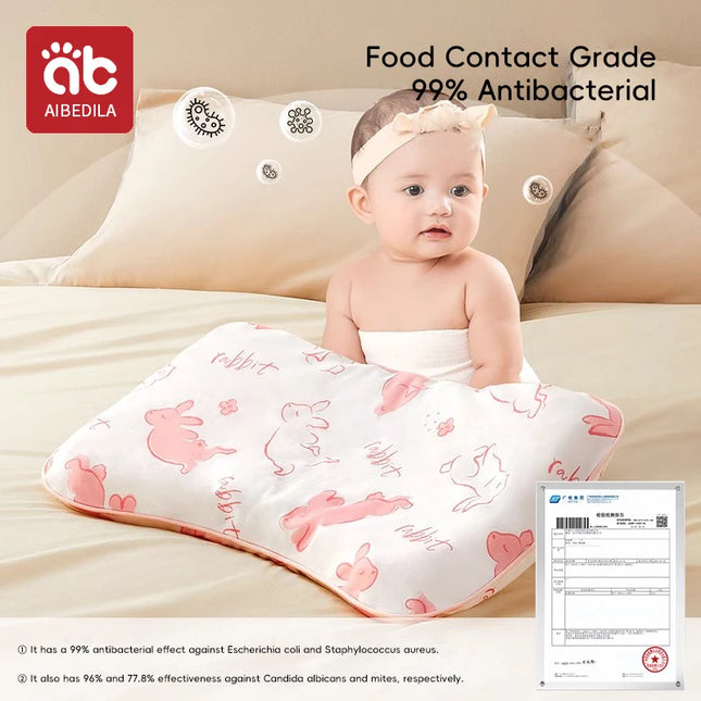 AIBEDILA Baby Silicone Pillow To Help Sleep And Protect The Neck High Elastic Soft Porosity 0-6 Years Washable Pillows Bedding