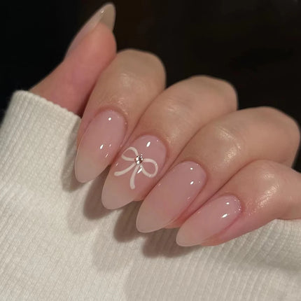 24pcs Sweet Cat Eye French Press on Nails Diamond-Pointed