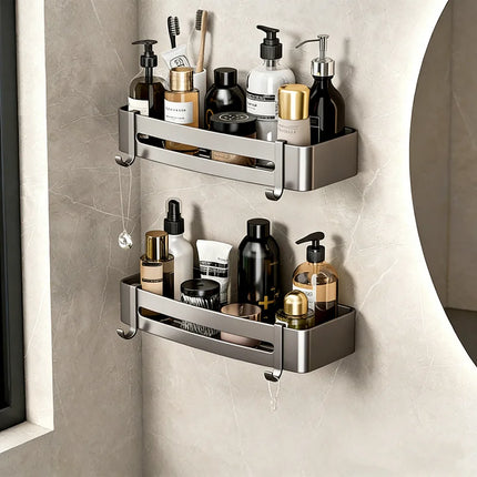 2Pcs/Set 12.8 Inch Adhesive Shower with Hooks No Drilling Wall