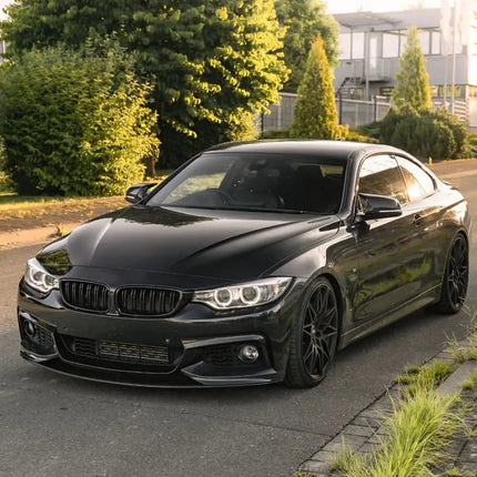 For BMW 4 Series F32 F33 F36 420i 430i 420d M440i 2014-2020 4Pcs Front Bumper Lip ABS Glossy Black Or Carbon Fiber Look Spoiler