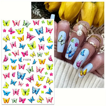 1PCS New Autumn Flowers Nail Decals Animal Nail Stickers Flower