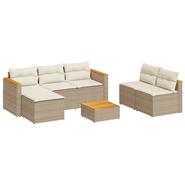 Garden furniture with cushions 5 pcs beige resin acacia