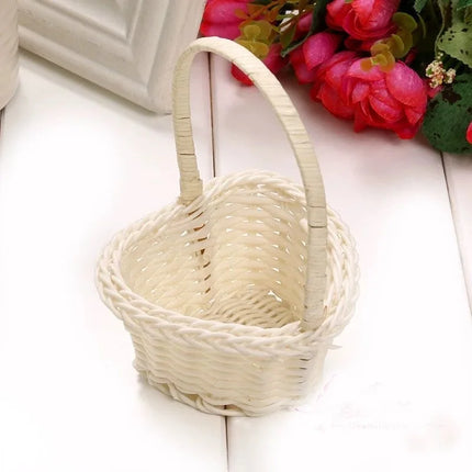 Rattan Basket With Handle Handheld Woven Basket Woven Mini Hand-Carried Basket Rattan Woven Small Flower Basket For Wedding