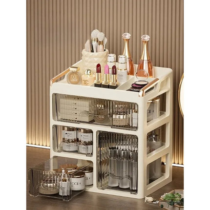 3-layer Minimalist High-end Cosmetics Storage Box, Desktop Style Skincare Drawer Style Storage Cabinet, Washbasin Storage Rack