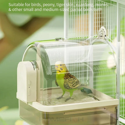 Clear Hanging Bird Bath Automatic Water Circulation Bath Shower For Bird Easy to clean Space Saving Design Bird Cage Accessory
