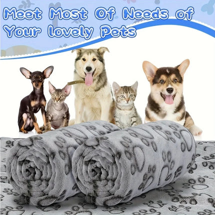 Pet Blanket Ultra-soft Fluffy Paw Printed Mat Pet Bed Dog Blanket Warm