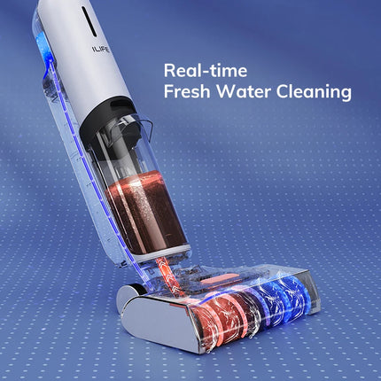 Wireless Wet Dry Smart Mop Washing , 5500Pa Suction, 1 Min Self Cleaning, Large Dual Water Tank
