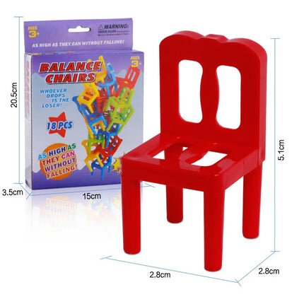 18Pcs/set  Mini Chair Assembly Blocks Plastic Balance Toy Stacking Chairs Kids Desk Educational Play Game Balancing Traning Toys