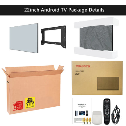 Soulaca 22inches Smart Mirror TV Waterproof 1080P HD Panel Built-in WiFi Bluetooth Android 11.0 New Model 2024 Magic LED US EU