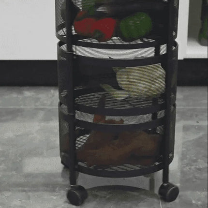 Household Floor Standing MultiLayer Storage Rack Removable Rotating Storage Cabinet Kitchen Vegetable Fruit Basket with Wheel