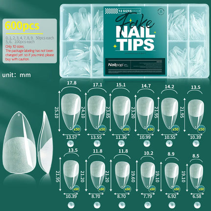 NAILPOP Soft Gel Nail Tips 600PCS Pre-Buff Full Cover