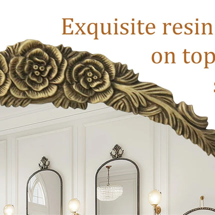 Large Wall Mirror Baroque Mirror Bathroom Decor Round/ Oval Vanity Mirror w Antique Brass Edge for Entryway, Hallway Living Room