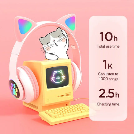 Headphone Bluetooth5.0 Stereo With Mic Support TF Card Wireless Kids Girl Earphone Birthday Gift