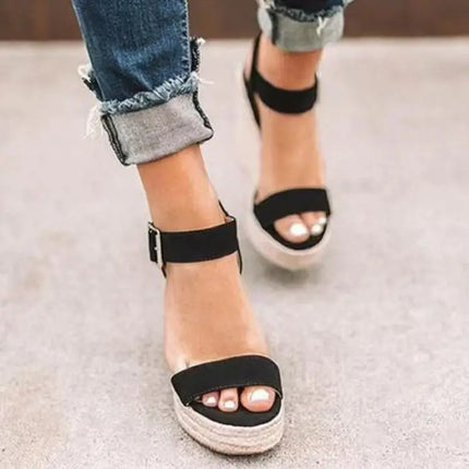 Summer Platform Sandals Women Peep Toe High Wedges Heel Ankle Buckles Sandalia Espadrilles Female Sandals Shoes