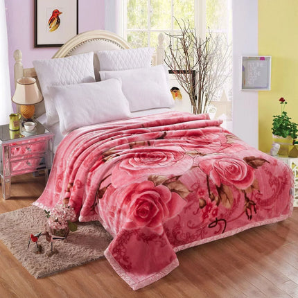 200*230cm 3.5Kg Thick Warm Fluffy Blankets Super Soft Raschel Stitch Double Layer Winter Mink Throw Fat Quilts Double Size