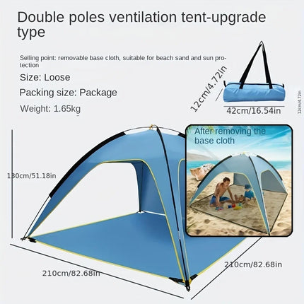 Beach tent sun and rain protection, quick opening construction, three ventilated and spacious outdoor camping tents