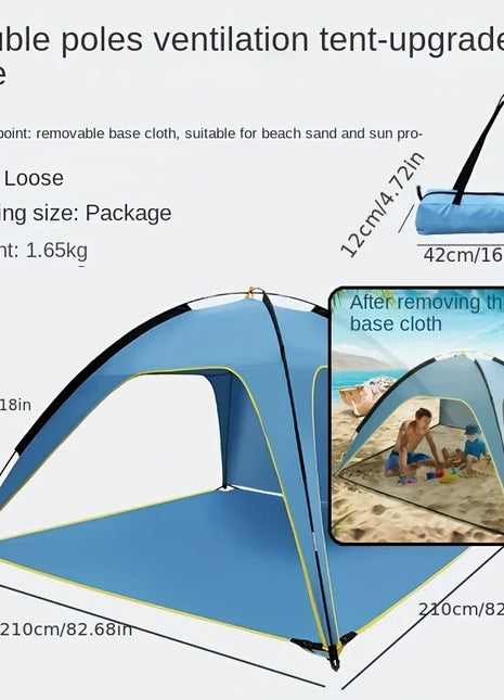 Beach tent sun and rain protection, quick opening construction, three ventilated and spacious outdoor camping tents