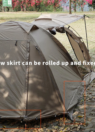 Fireproof 2 Person Winter Tent Hot Tent Waterproof Tunnel Dome Tent with Stove Jack and Snow Skirt for Camping Hiking 4 Season