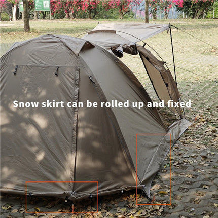 Fireproof 2 Person Winter Tent Hot Tent Waterproof Tunnel Dome Tent with Stove Jack and Snow Skirt for Camping Hiking 4 Season