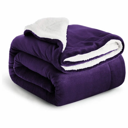 Sherpa Fleece Blanket Throw Black Soft Reversible Thick Plush Blankets Microfiber