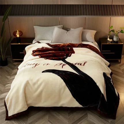 High-end Printed Warm Raschel Blankets for Winter Super Soft Warmth Weighted Blanket High-quality Antistatic Skin Friendly Duvet