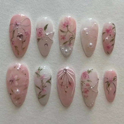 24Pcs French False Nails Almond Fake Nails