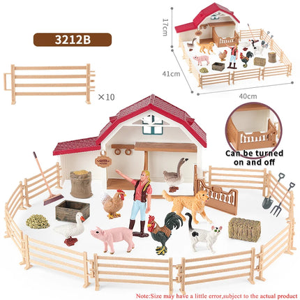 Farm Stable House Horseman Farmer Poultry Horse Animals Figurine Cute Kids Toy Gift