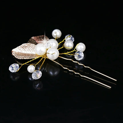 Fashion Crystal Pearl Rhinestone Hairpins Stick Hair Clip For Women Bridal Hair Accessories Party Wedding Hair Clips Jewelry