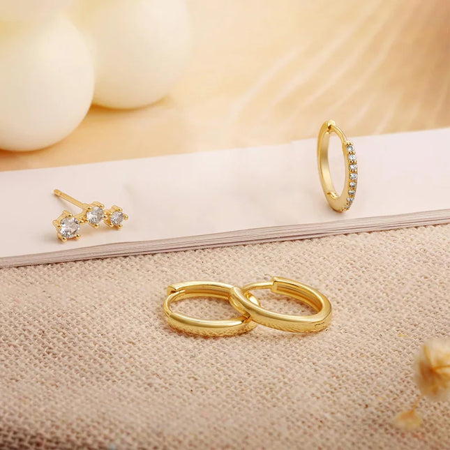 Simple Earrings for Women With Zircon New in Earrings Hoops Woman Trend 2024 Stainless Steel Gold Color Hoop Fashion Jewelry