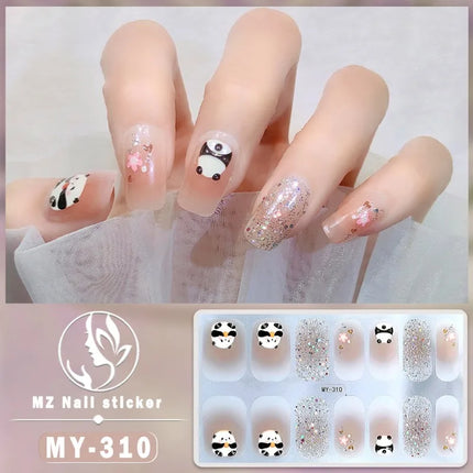 Panda Style Baking Free Gel 5D Nail Sticker Full Nail Self Adhesive Sticker