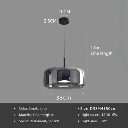 Cognac&Smoky Gray Glass Chandelier Pendant Lights For Dining Room Kitchen Hanging Lamp Nordic Led Pendant Lamp Table Resturant