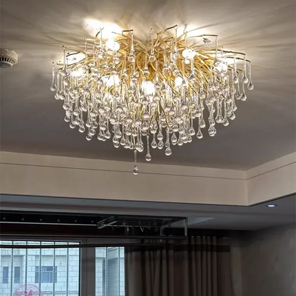 Gold ceiling light chandelier modern hotel bedroom dining room living room home interior glossy Led luxury chandelier