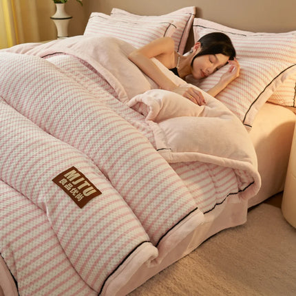 Winter quilts milk fleece cotton bedding thickened blanket warm dormitory single