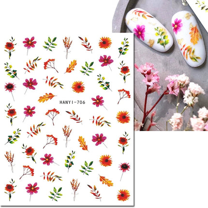 3d Nail Art Decals Elegant White RoyalBlue Roses Flowers