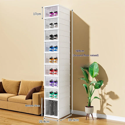 Stackable Shoes Cabinet Stackable Transparent Dustproof Shoe Cabinet Multi-functional Large Capacity Storage Organization Box