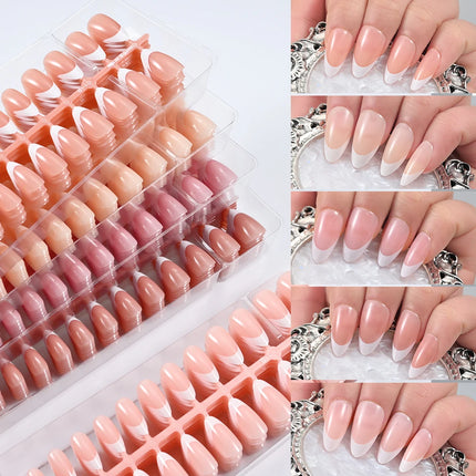 150/120/100Pcs French Almond Fake Nails