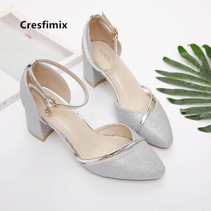 Light Weight Comfort Elegant Golden Shoes Lady  Silver Pumps for Party