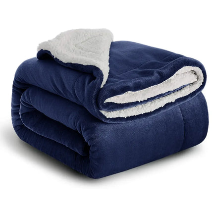 Sherpa Fleece Blanket Throw Black Soft Reversible Thick Plush Blankets Microfiber