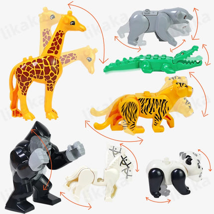 Zoo Animals Building Blocks Toys Set for Kids Montessori Gift Compatible Classic Blocks City Friends Wild Animals