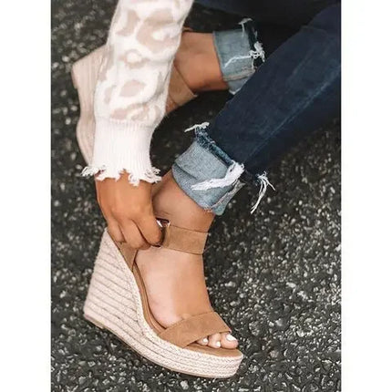 2024 Summer Sandals Women Wedges Platform Ladies Hemp Shoes Ladies Candy Color Casual Girls Slip on Strap Cross Girls Plus Size