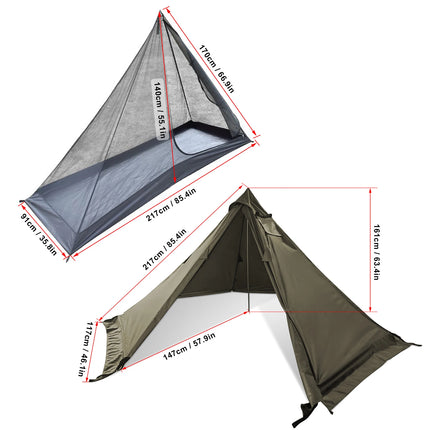 Tomshoo Flame-retardant Pyramid Hot Tent Outdoor Camping Waterproof Teepee Tent 1Person Tipi Tent Winter Stove Tent w Snow Skirt