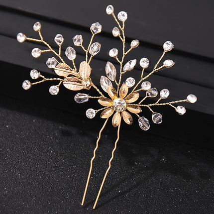 Fashion Crystal Pearl Rhinestone Hairpins Stick Hair Clip For Women Bridal Hair Accessories Party Wedding Hair Clips Jewelry