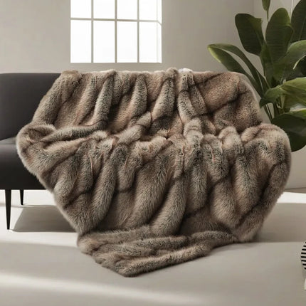 Luxury Faux Fur Blanket High-end Bed  Fox Fur Blankets For Beds Plaid on The Sofa
