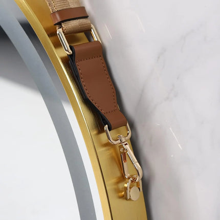 600mm Round LED Mirror Illuminated Lighted Wall Hanging Bathroom Mirror, Anti-fog, Golden/ Black Frame for Bathroom Entryway